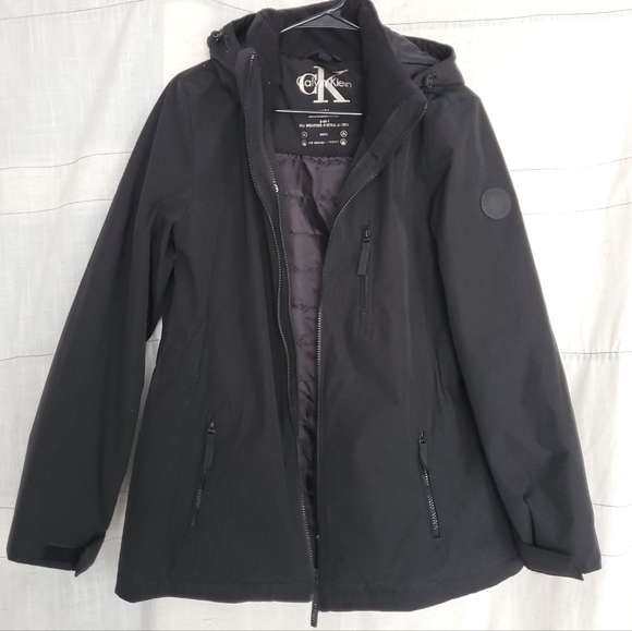 Calvin Klein Women's 3 In 1 All Weather System Black Heavy Warm Jacket Sz:M - Picture 1 of 11